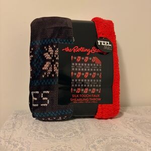 The Rolling Stones Red and Black Silk Touch Faux Shearling Throw